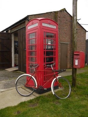 Outside the Home Front building is an original K6 telephone box