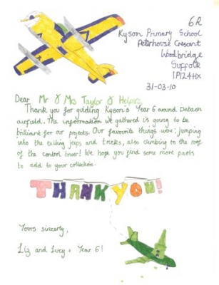 some of the thank you letters from Kyson Primary School